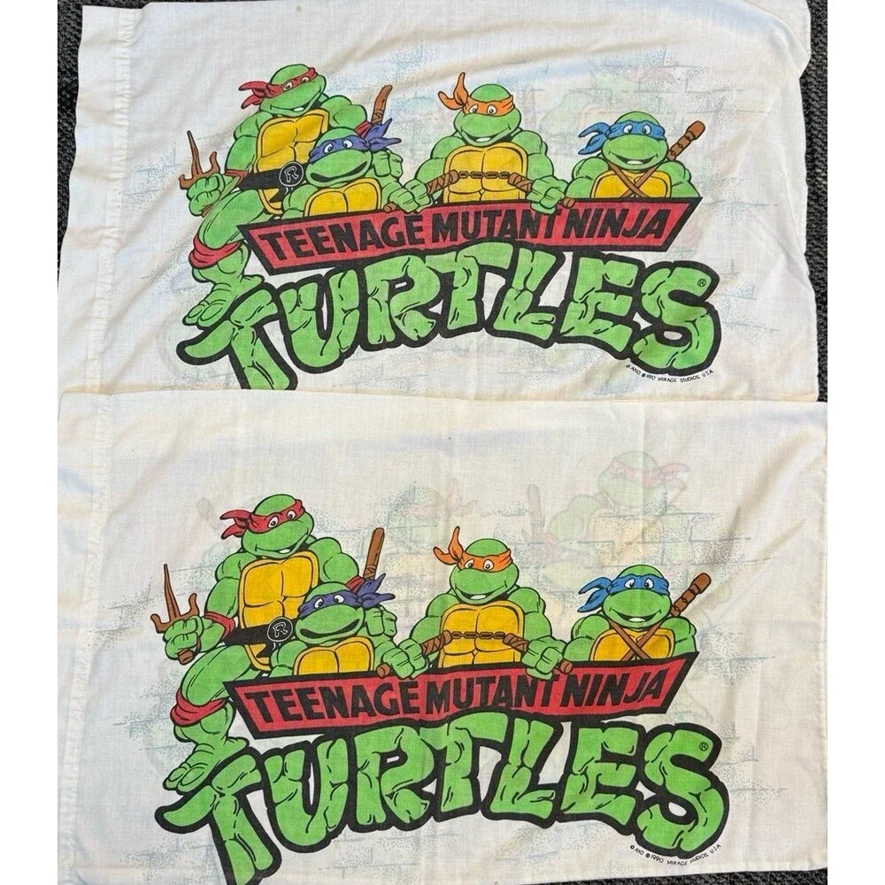 Vintage 1990 Mirage Studios Teenage Mutant Ninja Turtles 2 Standard Pillow Cases